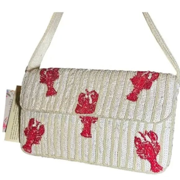 Beaded Lobster Shoulder Bag Handcrafted in India Tik Tok Viral NWT - Picture 4 of 6